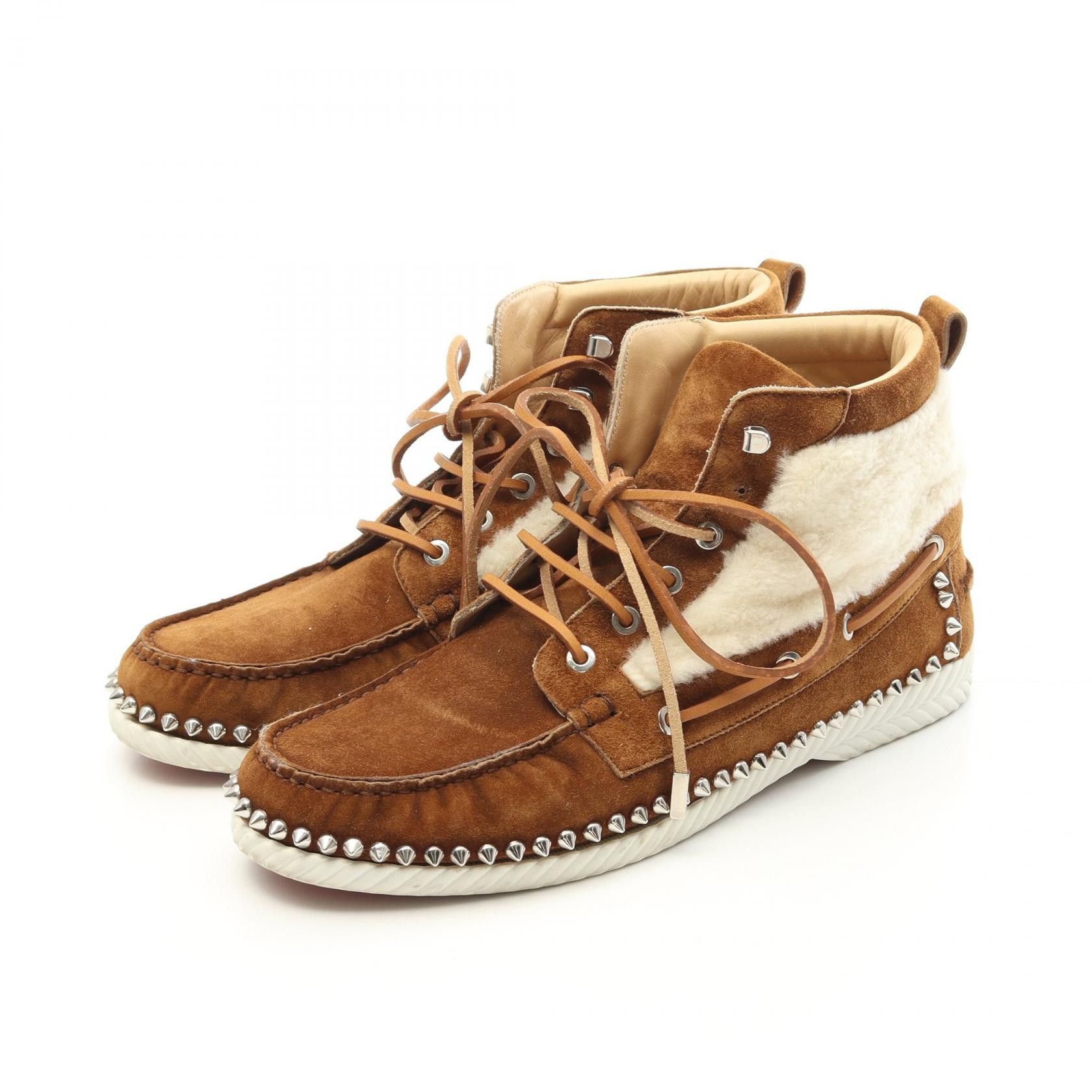 Christian Louboutin Christian Louboutin Christian Louboutin TORONT FLAT Suede Shearling Boots Leather Shoes DUTY FREE for USA Size ONE SIZE - 1 Thumbnail