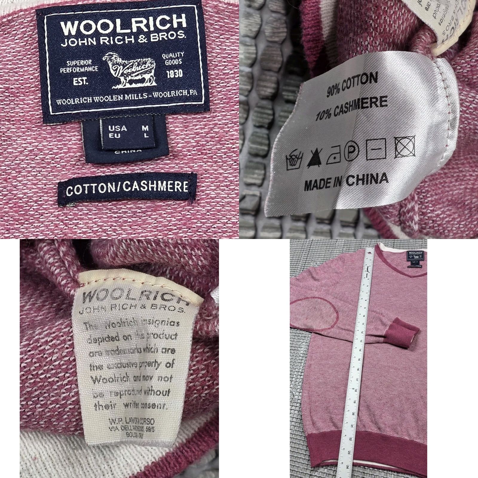 Vintage Woolrich Mens V-Neck Sweater Pink Waffle Knit M Cashmere Cotton Pullover Knit Shirt Size US M / EU 48-50 / 2 - 8 Thumbnail