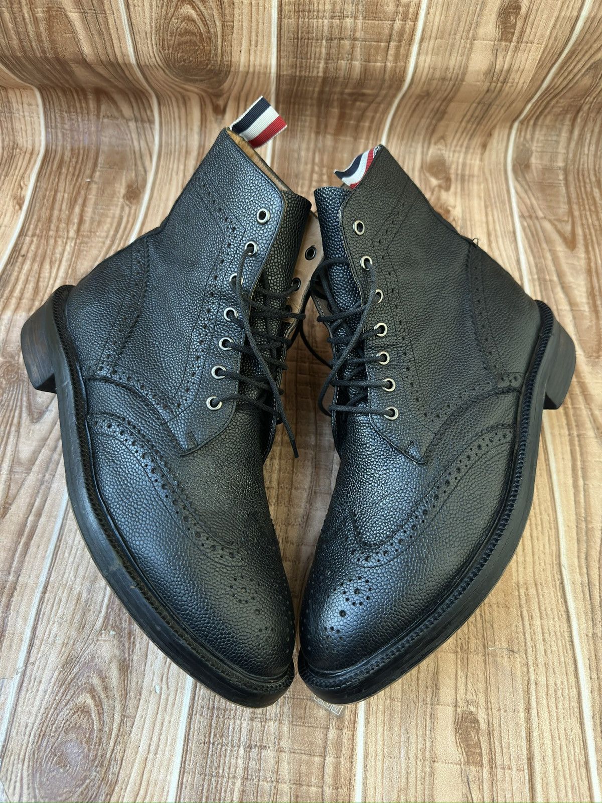 Thom Browne Thom Browne Pebble-Grain Leather Brogue Boots – Black Size US 8.5 / EU 41-42 - 6 Thumbnail