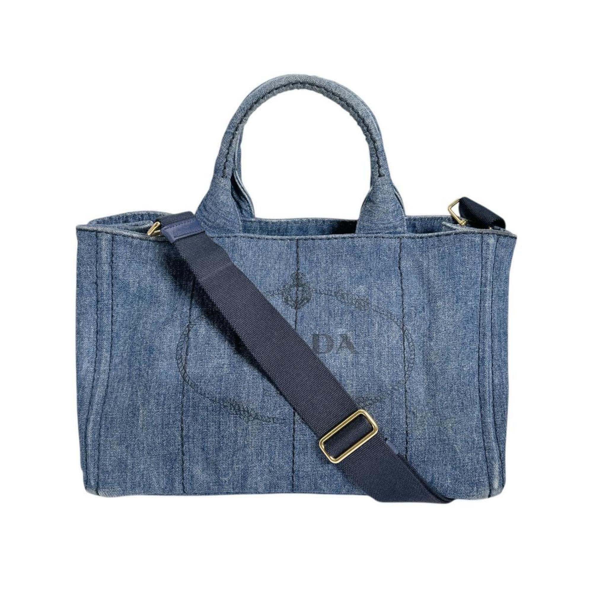 Prada Prada Canapa Tote Canvas Denim Blue Size ONE SIZE - 1 Thumbnail