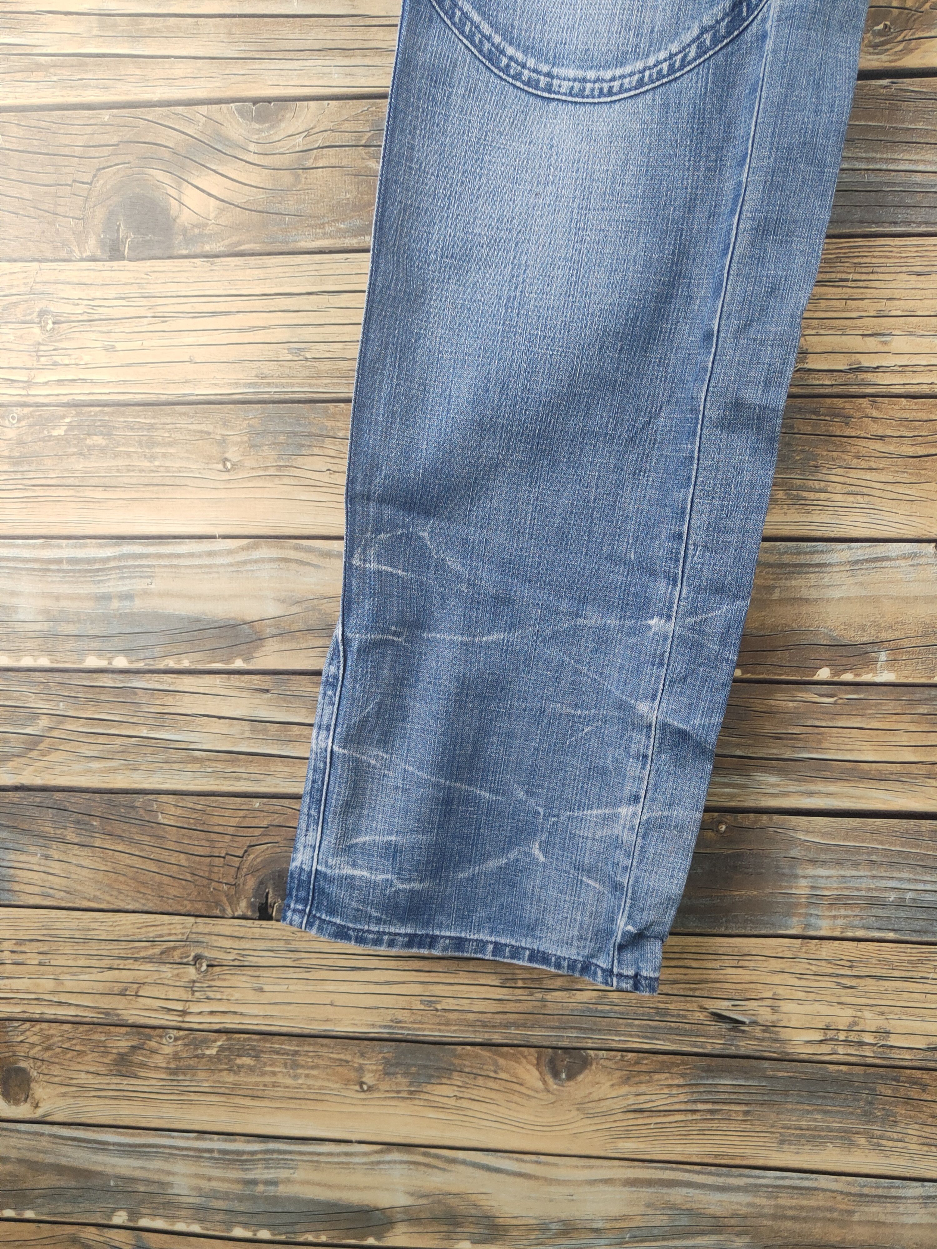 Japanese Brand DL Bartack Blue Distressed Ripped Jeans #1898 Size US 34 / EU 50 - 4 Thumbnail