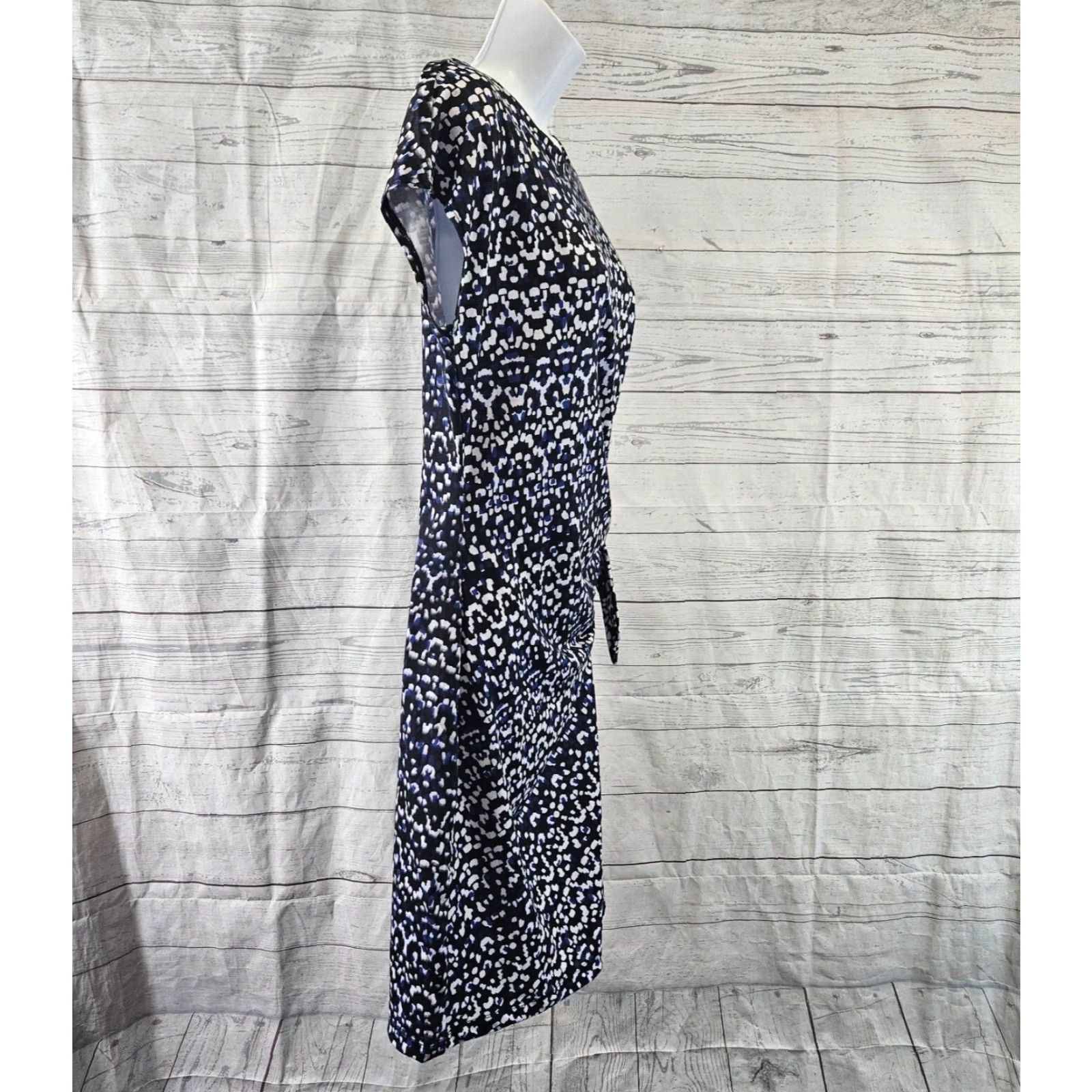 Nicole Miller Nicole Miller Womens Dress XL Black Blue Side Tie Short Sleeve T-Shirt Dress Size 40" / US 18 - 3 Thumbnail