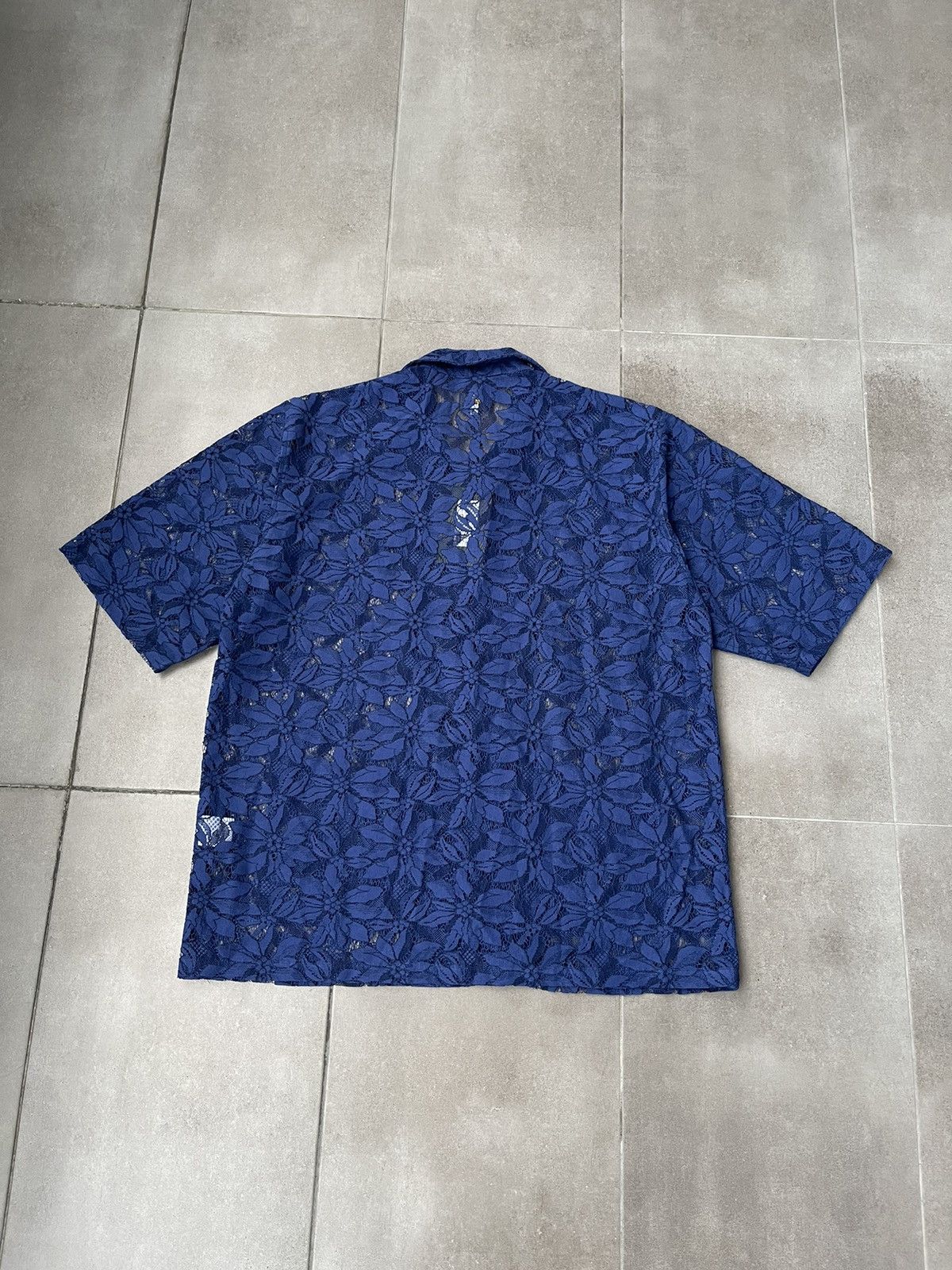 Needles !DS! SS23 Needles Cabana Lace Navy Short Sleeve Shirt Size US L / EU 52-54 / 3 - 14 Thumbnail