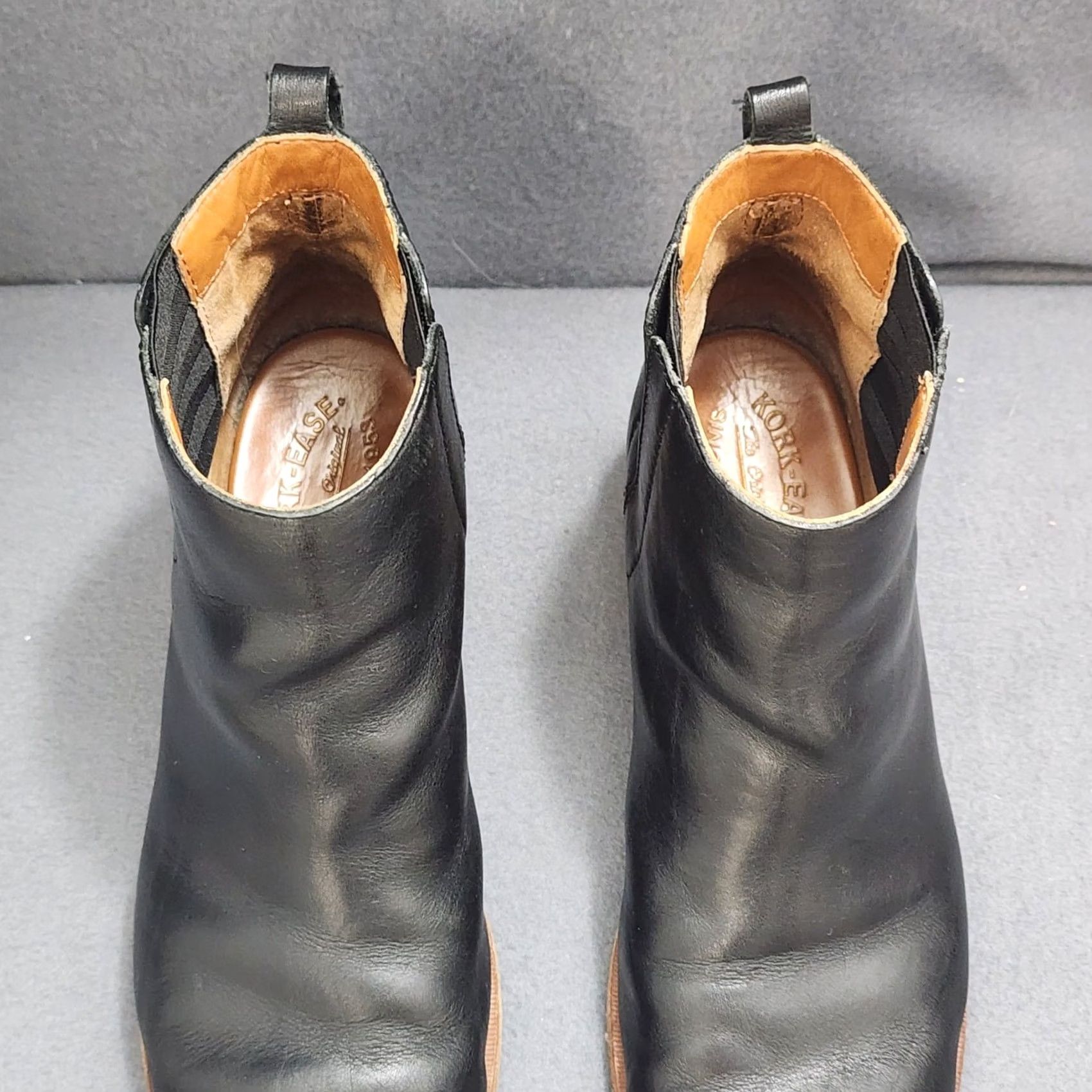 Vintage Kork-Ease Mens Black Leather Chelsea Boots 11 Pull On Ankle Comfort Low Heel Chelsea Mens Black Leather Boots Size US 11 / EU 44 - 4 Thumbnail