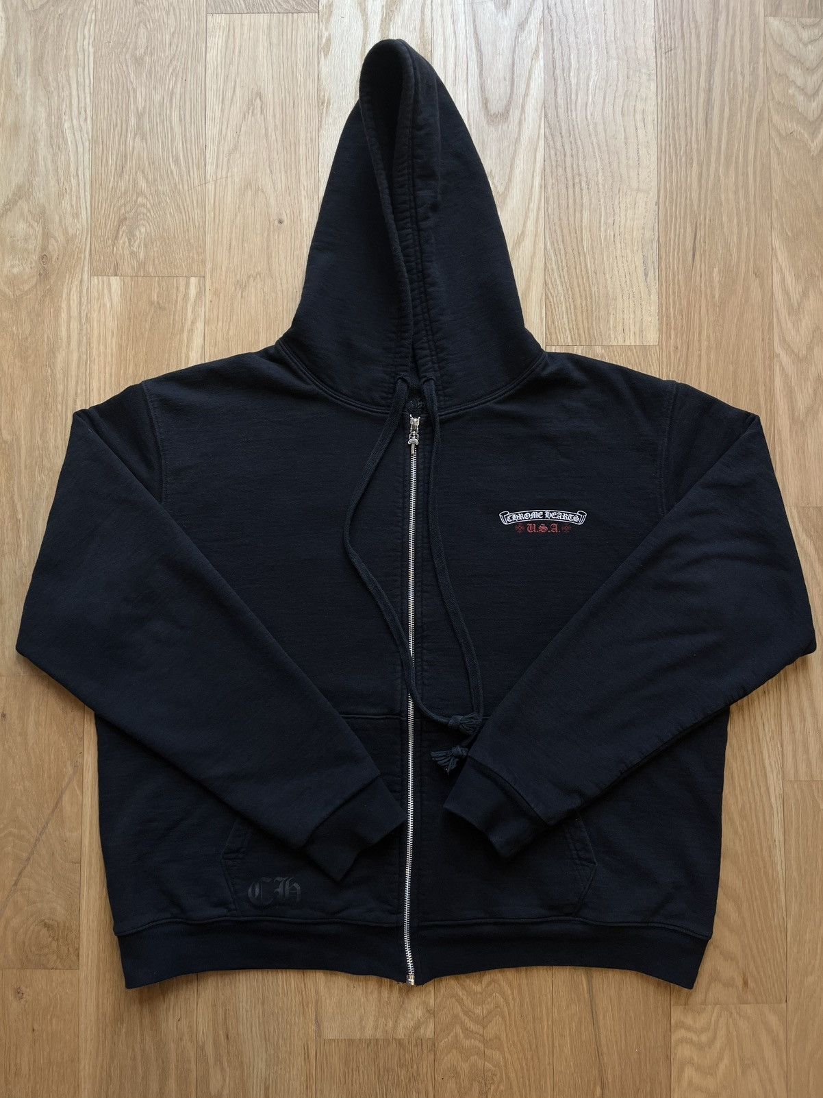 Chrome Hearts USA Flag Thermal Lined Zip-Up Hoodie