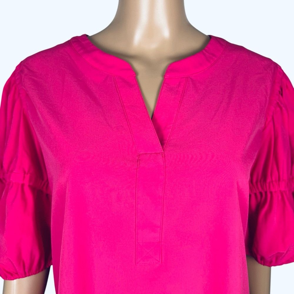 Chicos New Chico's Short Puff Sleeve Pink Blouse Size 2 US 12 Size XL / US 12-14 / IT 48-50 - 2 Thumbnail