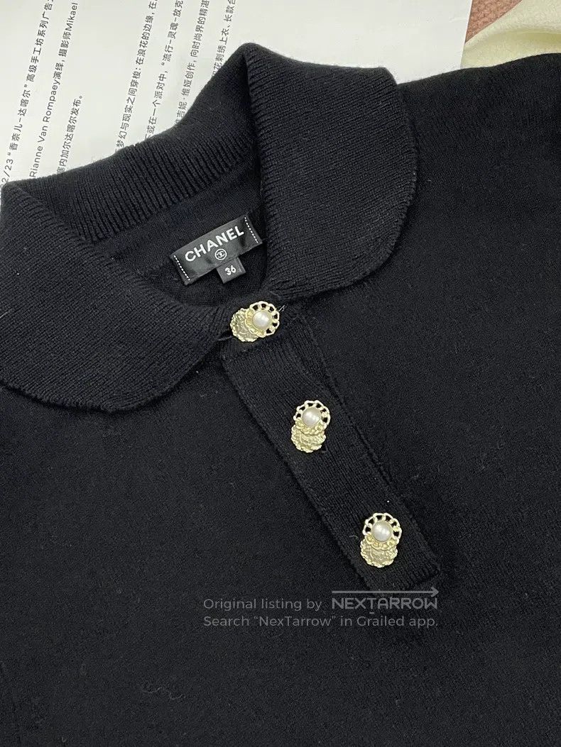 Chanel Chanel Black pearl buckle cashmere lapel small top short s Size XS / US 0-2 / IT 36-38 - 2 Thumbnail
