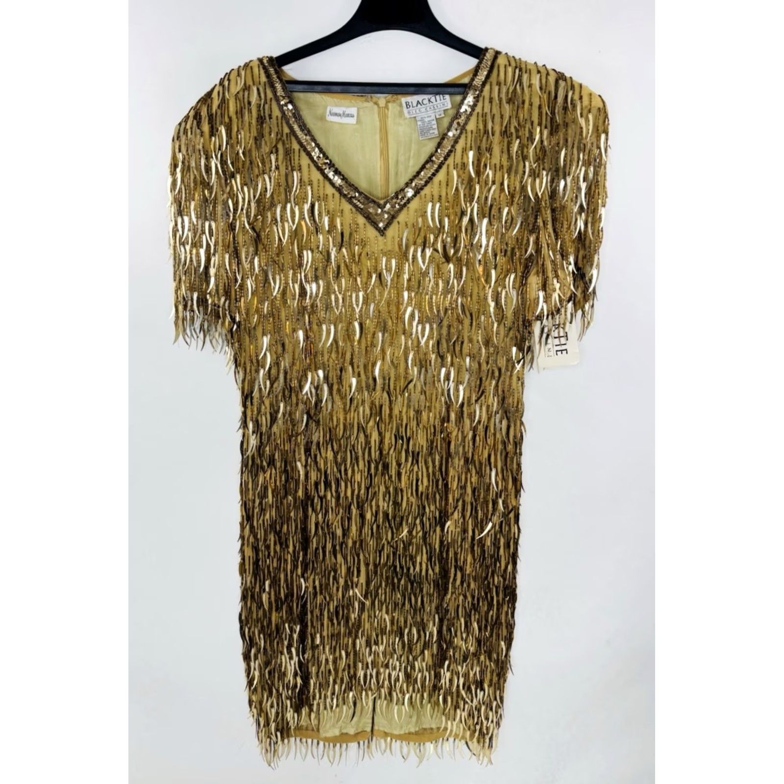 Oleg Cassini OLEG CASSINI BLACK TIE NEIMAN MARCUS -NEW w TAG -SILK Sz 12 Flapper Dress Size XL / US 12-14 / IT 48-50 - 2 Thumbnail
