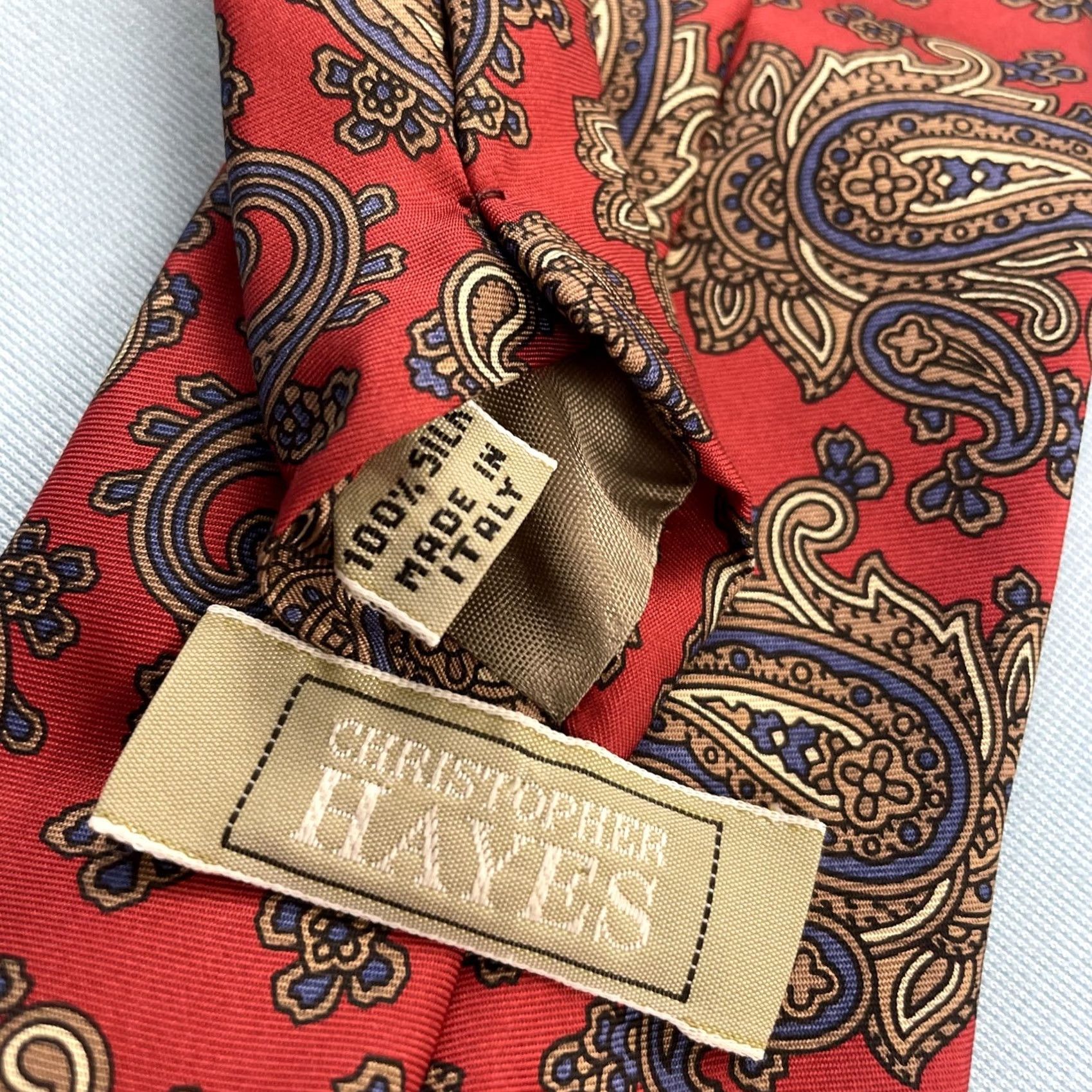Vintage VINTAGE Christopher Hayes Tie Main Selling Point Paisley Silk Italy Red Blue White Classic 4x59 Mens NeckTie 1980s 1990s Western# Size ONE SIZE - 4 Thumbnail