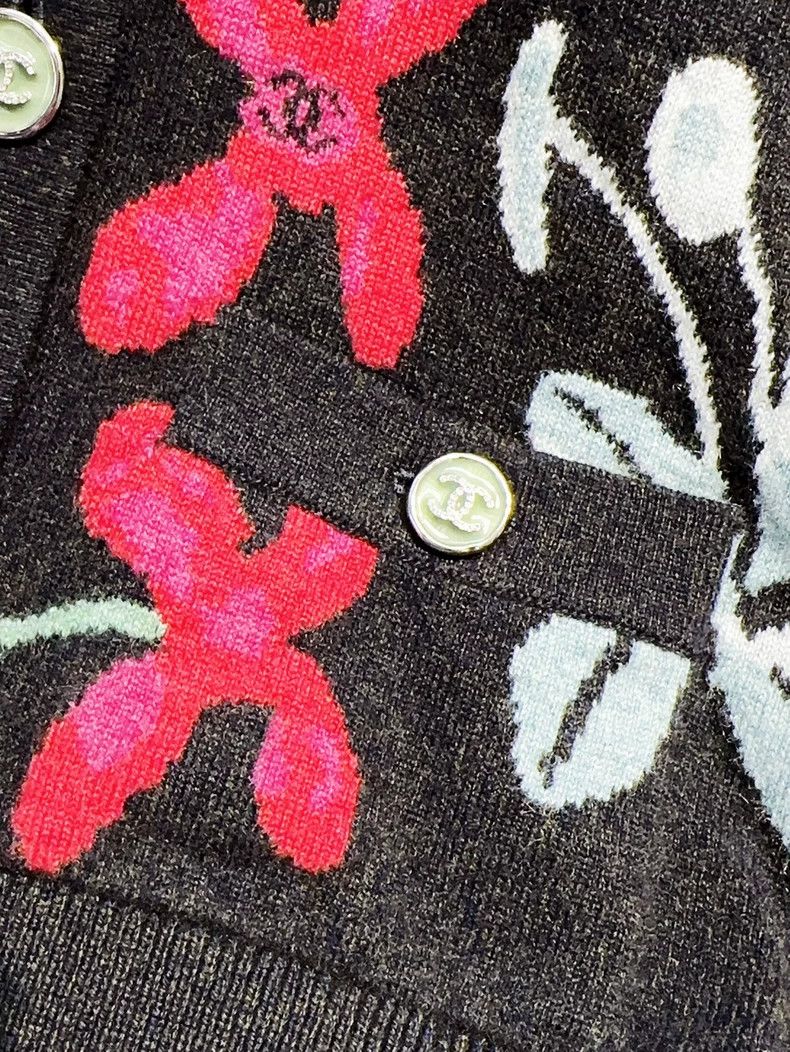 Chanel Chanel 21A black background colorful flower pattern knitte Size XS / US 0-2 / IT 36-38 - 6 Thumbnail