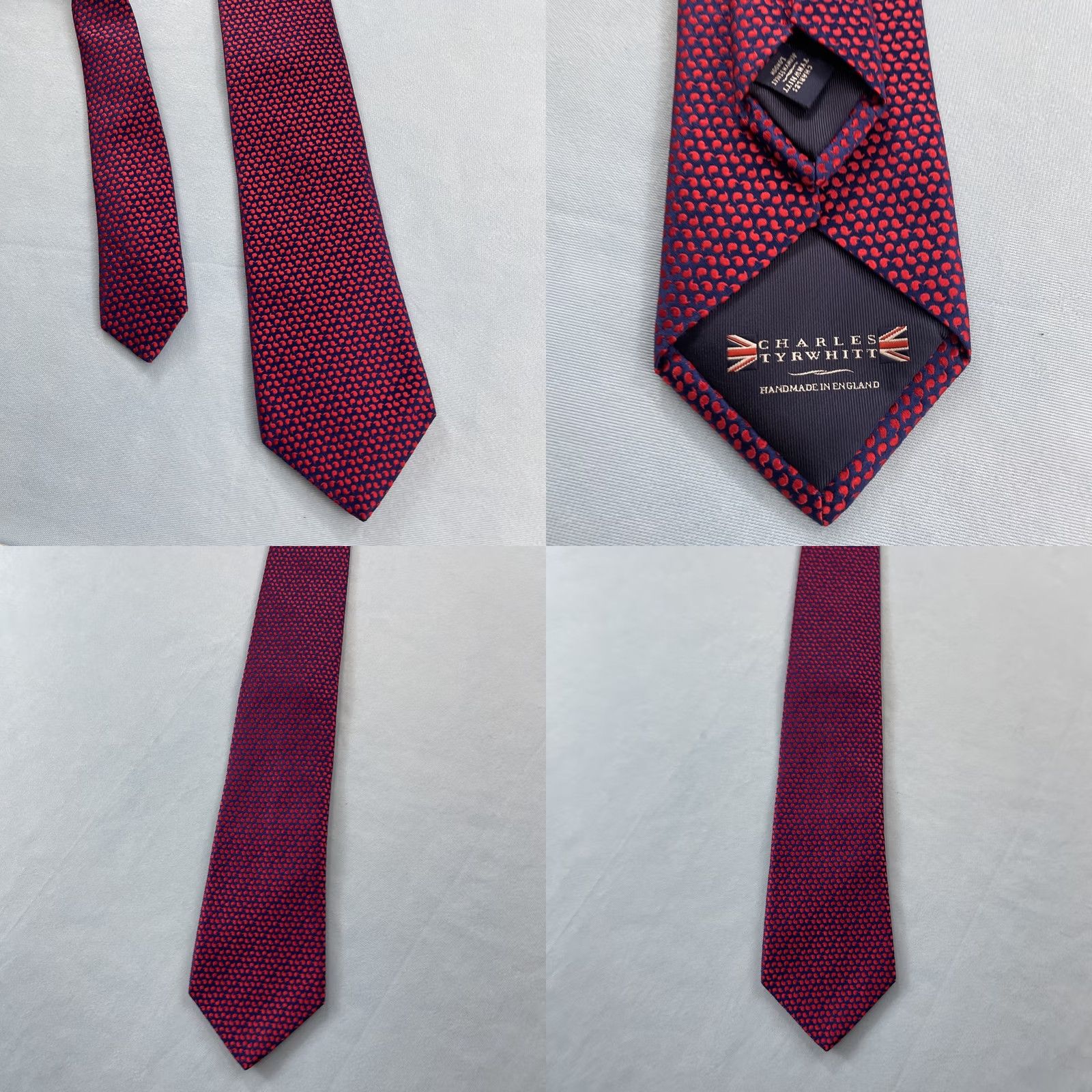 Charles Tyrwhitt VINTAGE? No. Charles Tyrwhitt Silk Tie Red Blue Textured Men Necktie Made England 3.5x60 Size ONE SIZE - 10 Thumbnail
