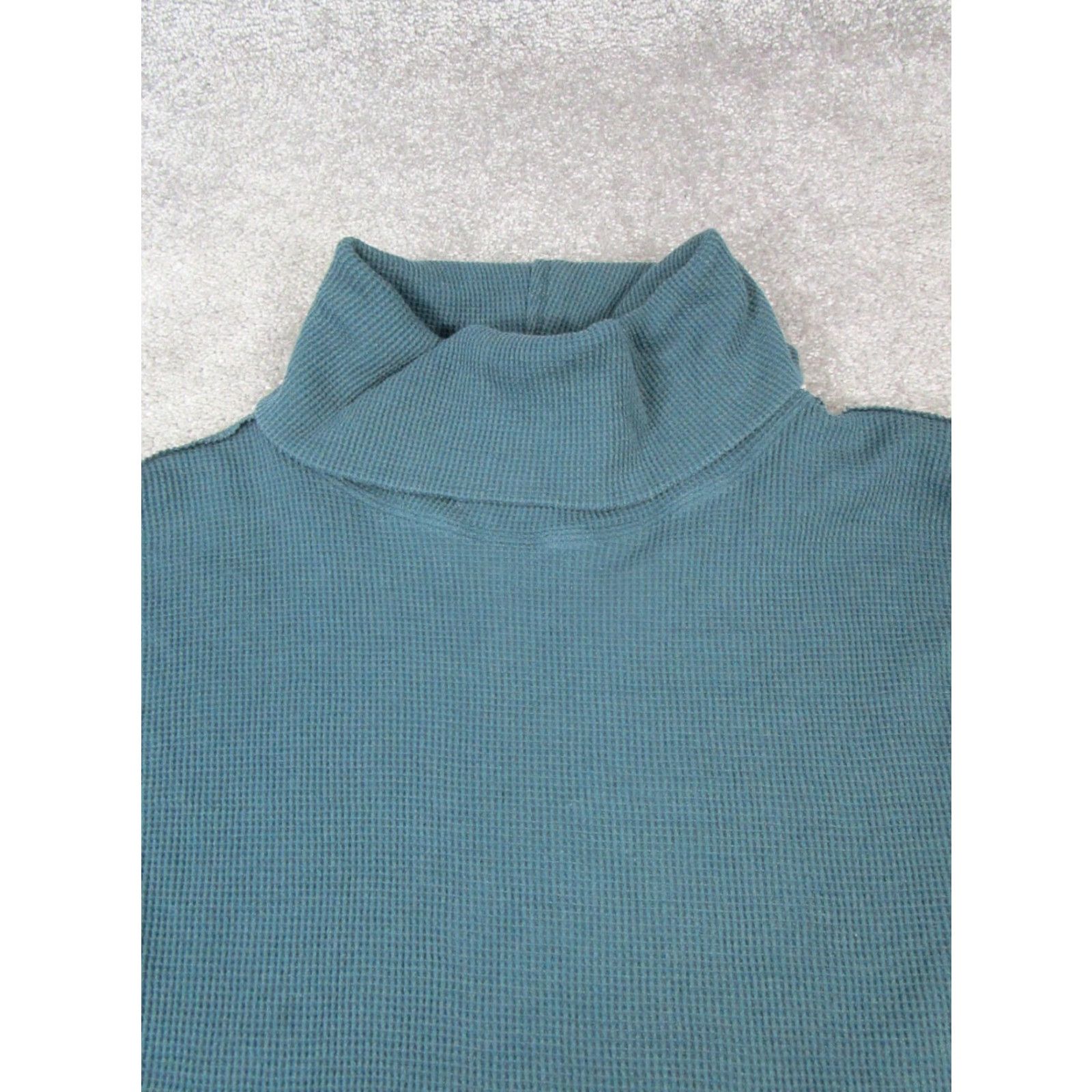 Vintage VINTAGE Maeve Women’s Sweater Pullover XS Waffle Knit Turtleneck Long Sleeve Green Cotton 80s Size XS / US 0-2 / IT 36-38 - 2 Thumbnail