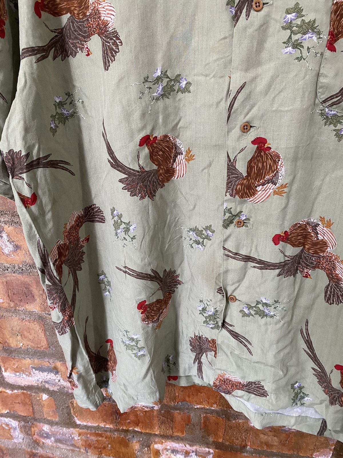 Yoshiyuki Konishi 1990s 🔥SAMPLE Karl Helmut Rooster Rayon button up Size XL / US 12-14 / IT 48-50 - 7 Thumbnail