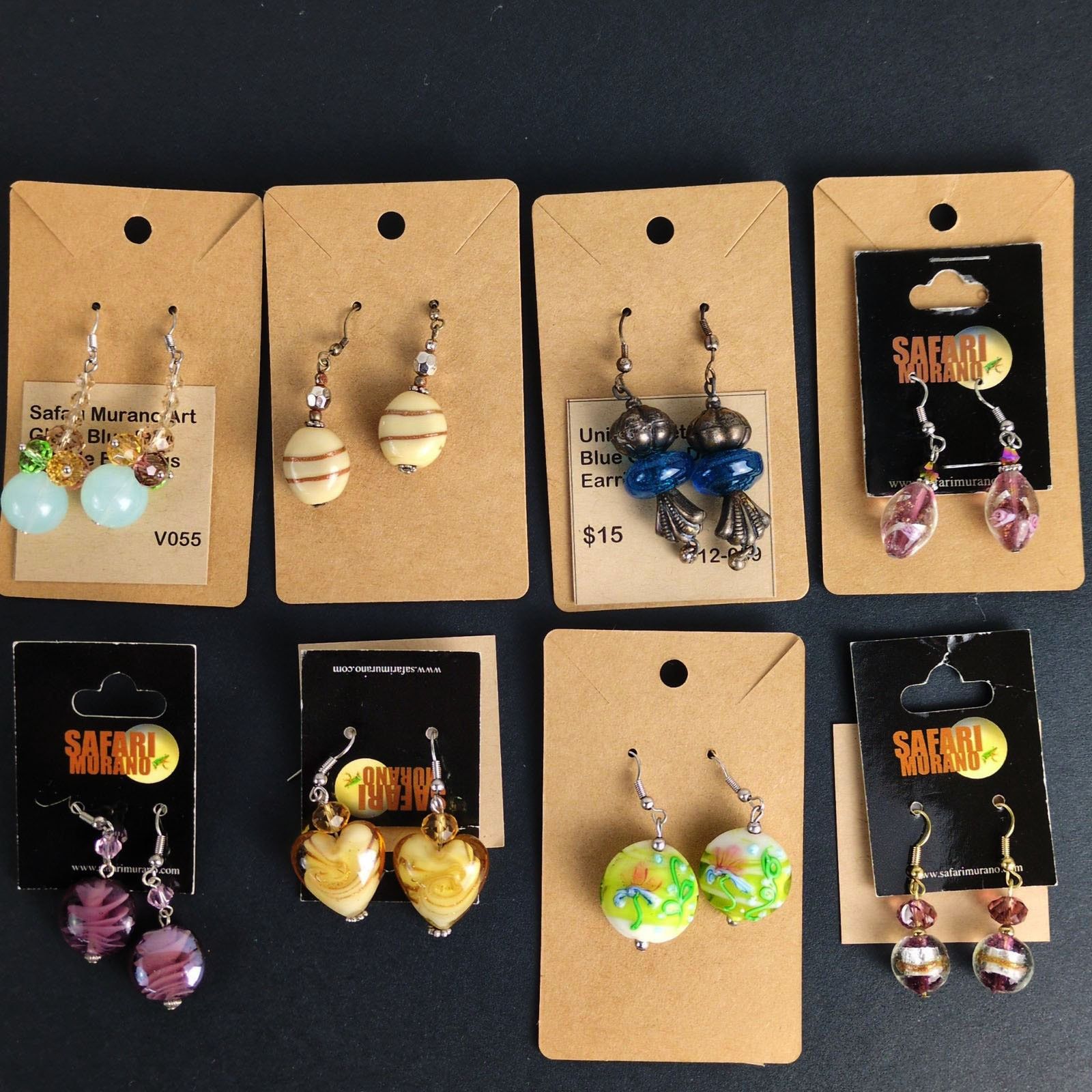 Other NEW 8 Pair Lot Art Glass Dangle Earrings, Safari Murano Size ONE SIZE - 4 Thumbnail