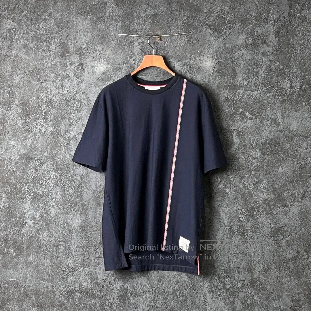 Thom Browne THOM BROWNE Navy Stripe Cotton Tee. Size US M / EU 48-50 / 2 - 1 Thumbnail
