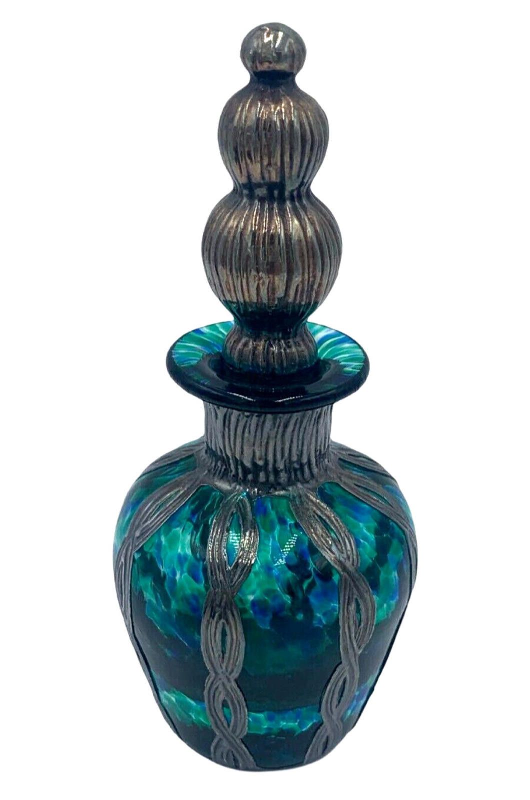 Other Sileda Wales Silver Overlaid Art Glass Green Perfume Bottle Size ONE SIZE - 1 Thumbnail