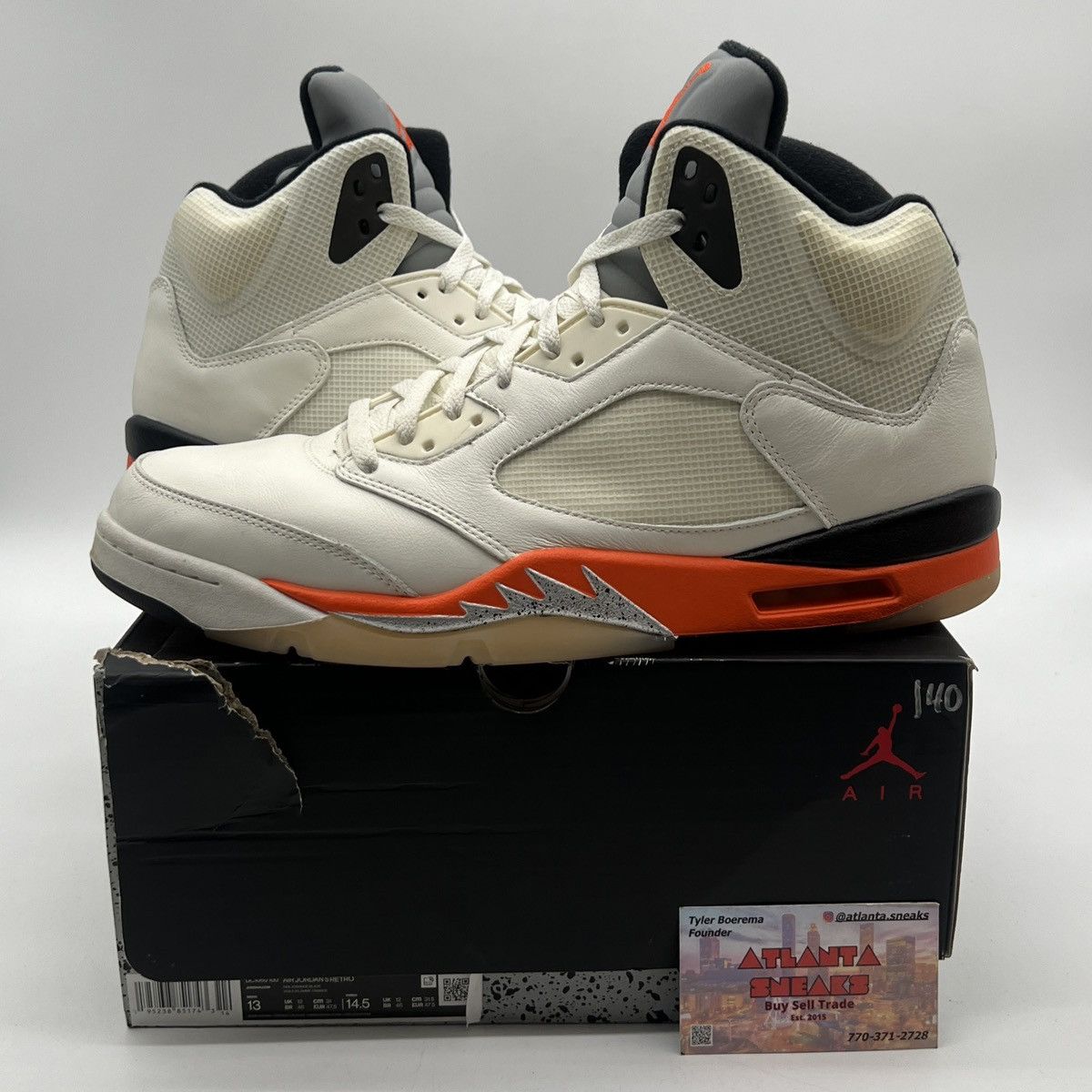 image of Air Jordan 5 Shattered Backboard Shoes in White, Men's (Size 13)