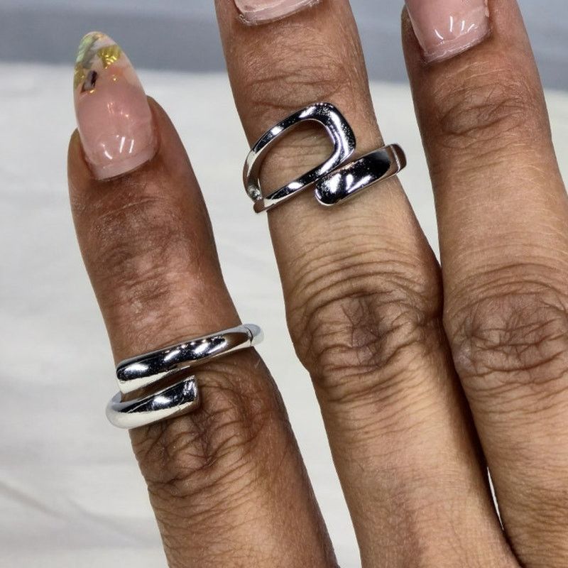 Other 2Pack Silver Tone Statement Adjustable Fashion Ring Set Size ONE SIZE - 3 Thumbnail
