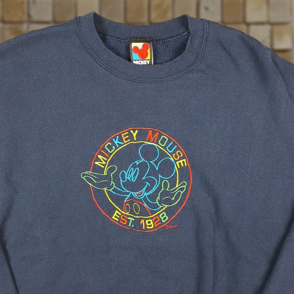 Mickey Unlimited VINTAGE Mickey Unlimited Sweatshirt XL Crewneck Pullover Blue Embroidered 90s Cartoon USA Men Size US XL / EU 56 / 4 - 1 Thumbnail