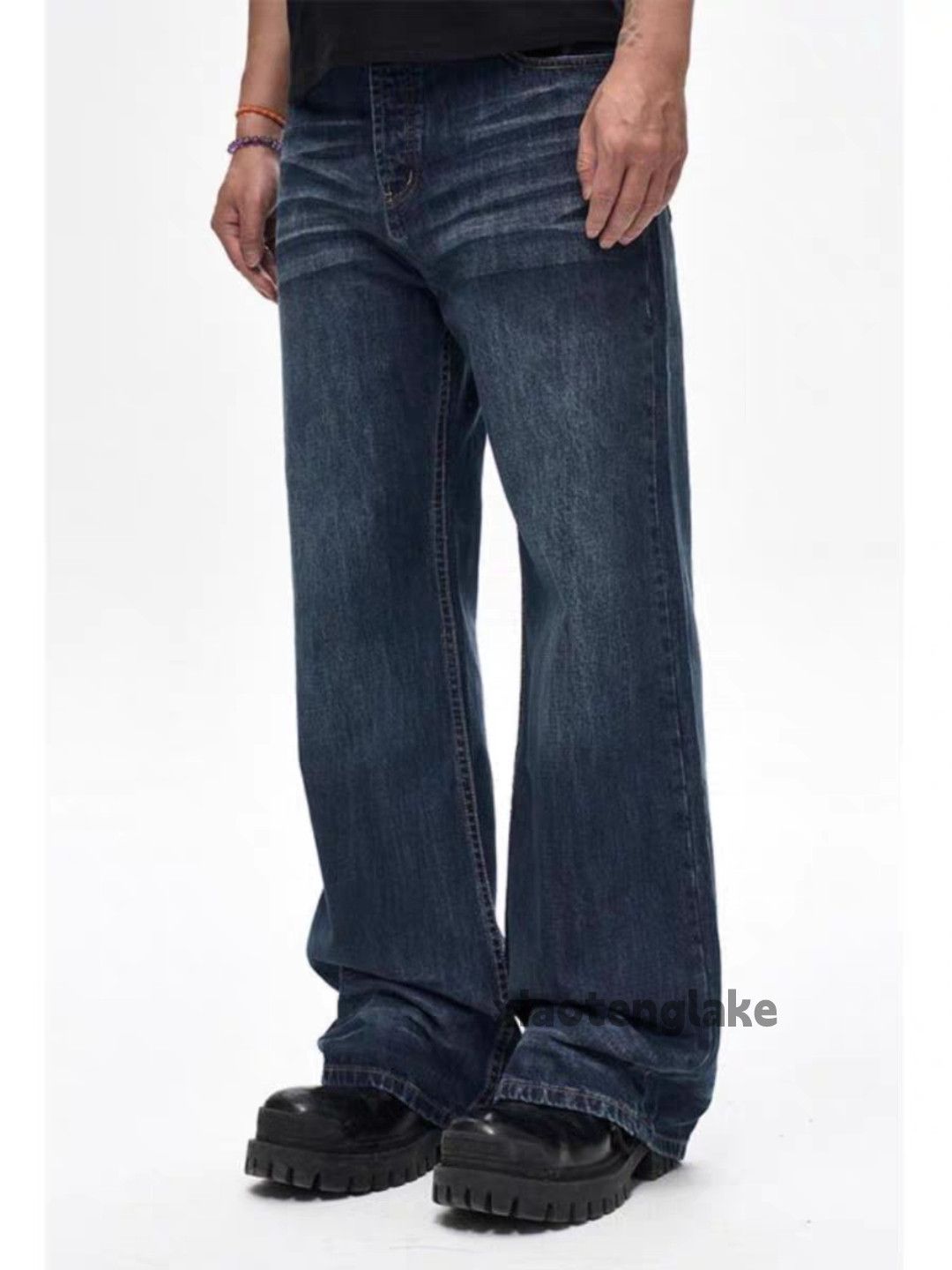 Jean Unisex washed faded utility skate hiphop baggy jeans Size US 28 / EU 44 - 2 Thumbnail