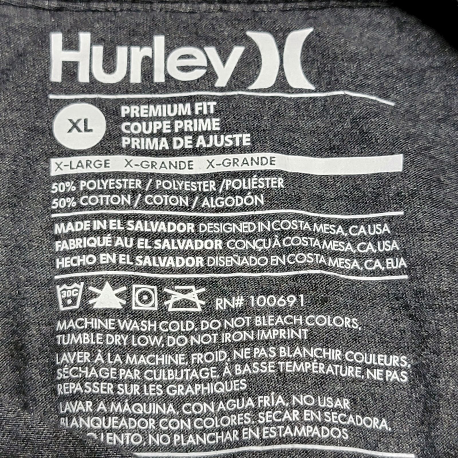 Hurley Hurley Dark Grey Unisex Tee "Since 1999" Size XL Size US XL / EU 56 / 4 - 4 Thumbnail
