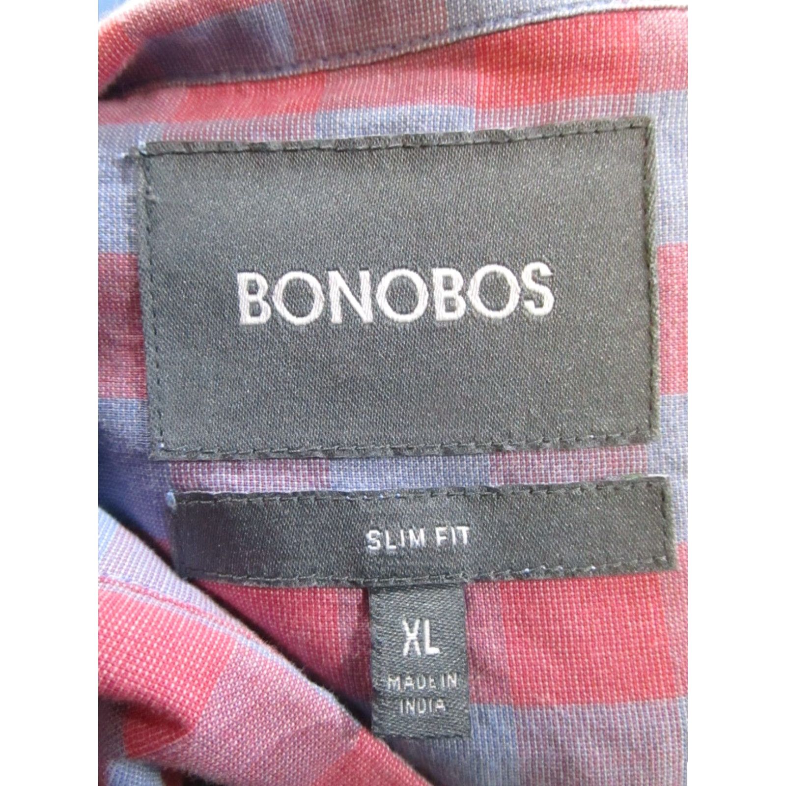 Bonobos Bonobos Shirt Mens XL Red Cotton Button-Up Plaid Long Sleeve Casual Slim Button-Down Collar-Down Mens Size US XL / EU 56 / 4 - 3 Thumbnail