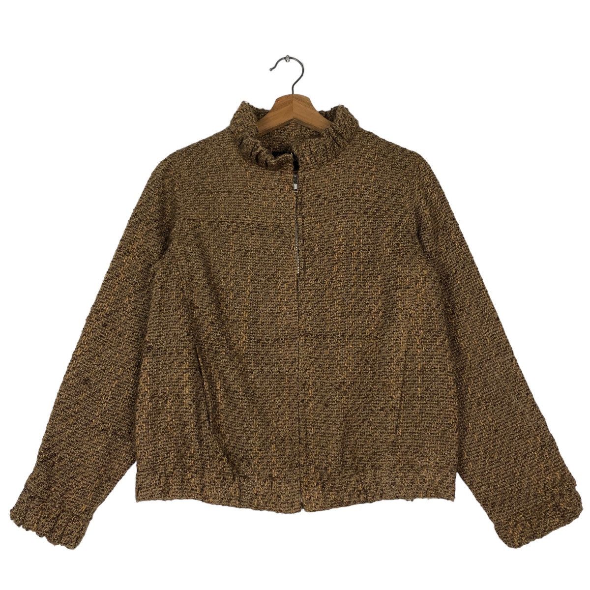Japanese Brand 🔥Vtg Herringbone Wool Bomber Jacket Faye Issey Miyake Size US S / EU 44-46 / 1 - 1 Thumbnail