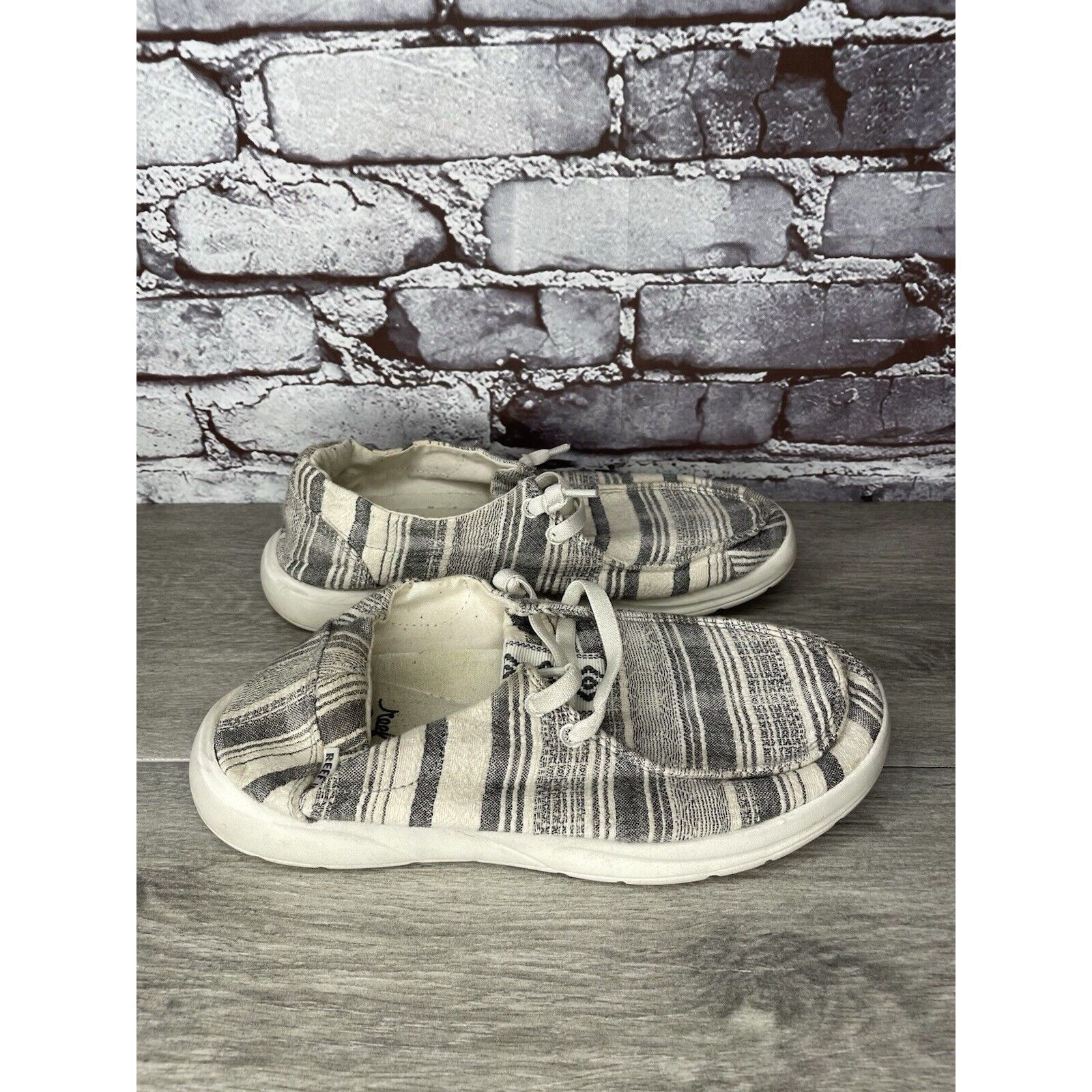 REEF Reef Cushion Coast Mid White Fabric Black Lace Up Sneakers W Size US 8.5 / IT 38.5 - 4 Thumbnail