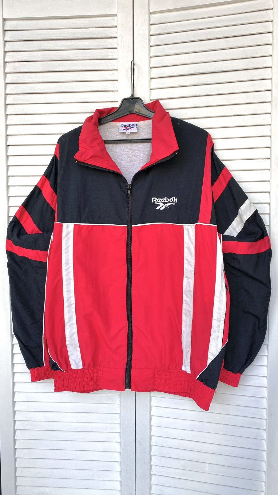 Reebok × Vintage Vintage Reebok Track Retro Jacket Striped 90s 80s Red Size US L / EU 52-54 / 3 - 9 Thumbnail
