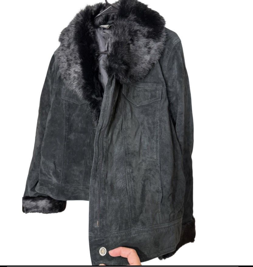 Other JDS Black Suede Leather Jacket Genuine Rabbit Fur Trim XL Size XL / US 12-14 / IT 48-50 - 5 Thumbnail