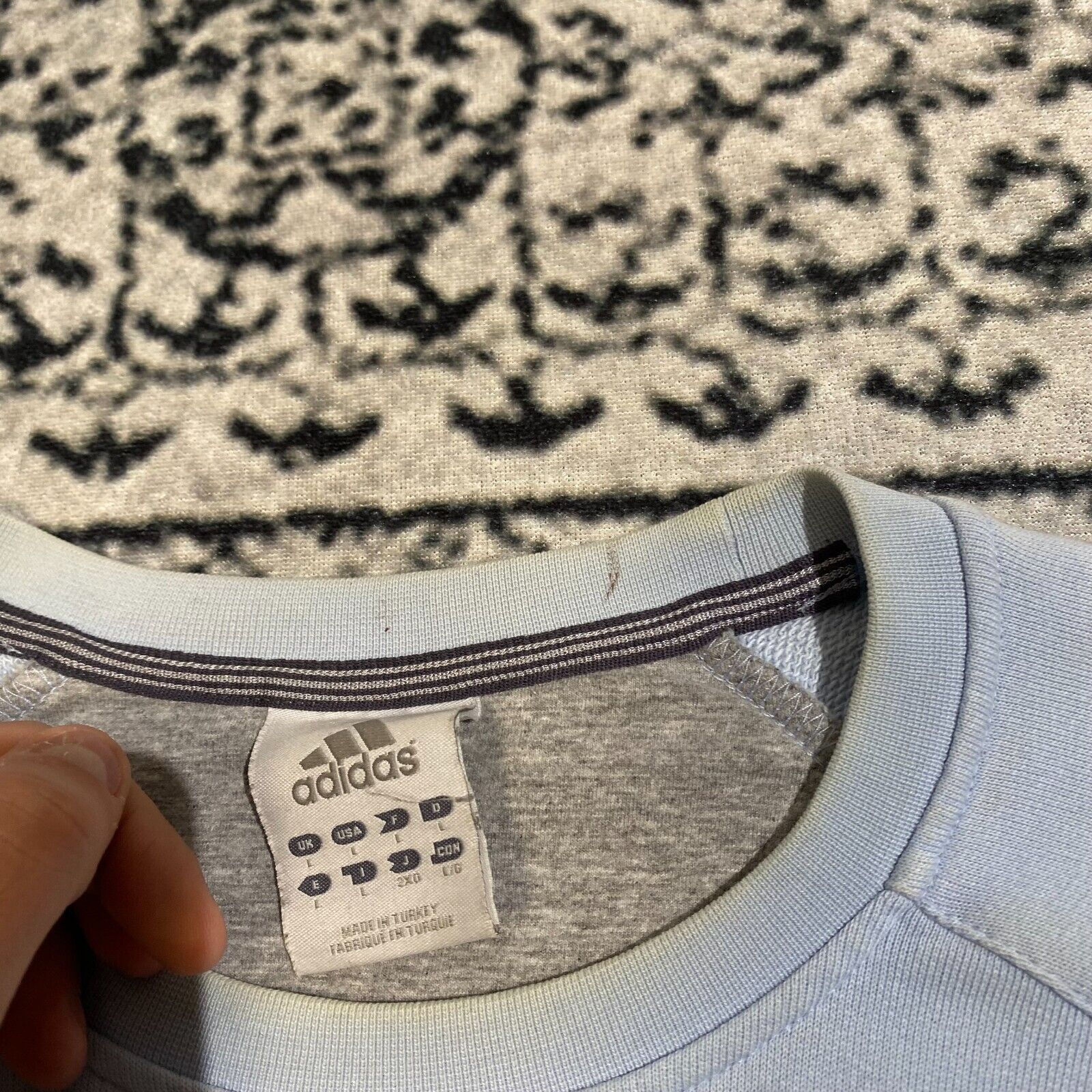 Adidas × Vintage Adidas Baby Blue Cotton Crewneck Size L 90s Faded Washed Size US L / EU 52-54 / 3 - 9 Thumbnail