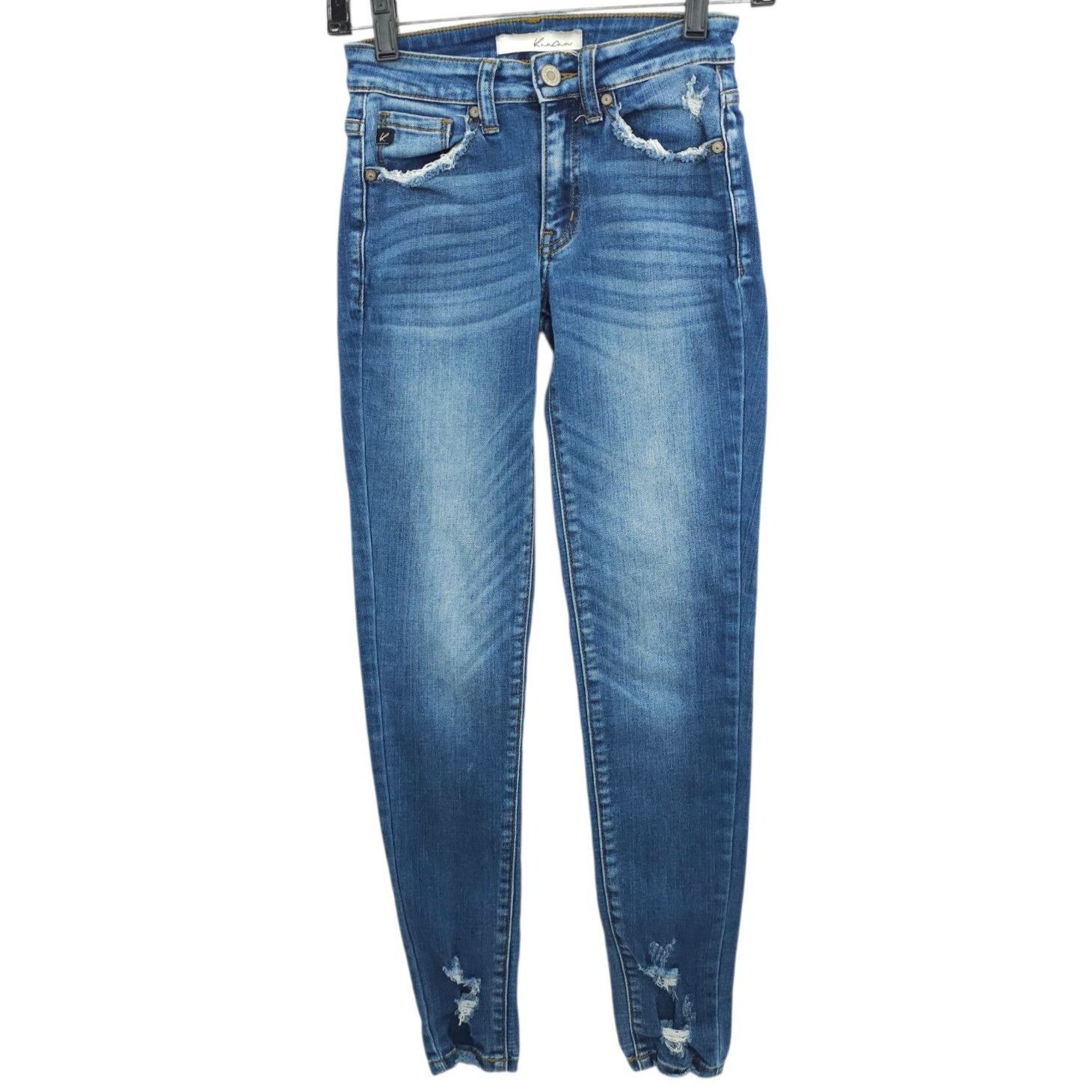 Kancan USA KanCan Gemma Skinny Jean 0/23 Mid Rise Distressed Raw Hem Size 22" - 1 Thumbnail