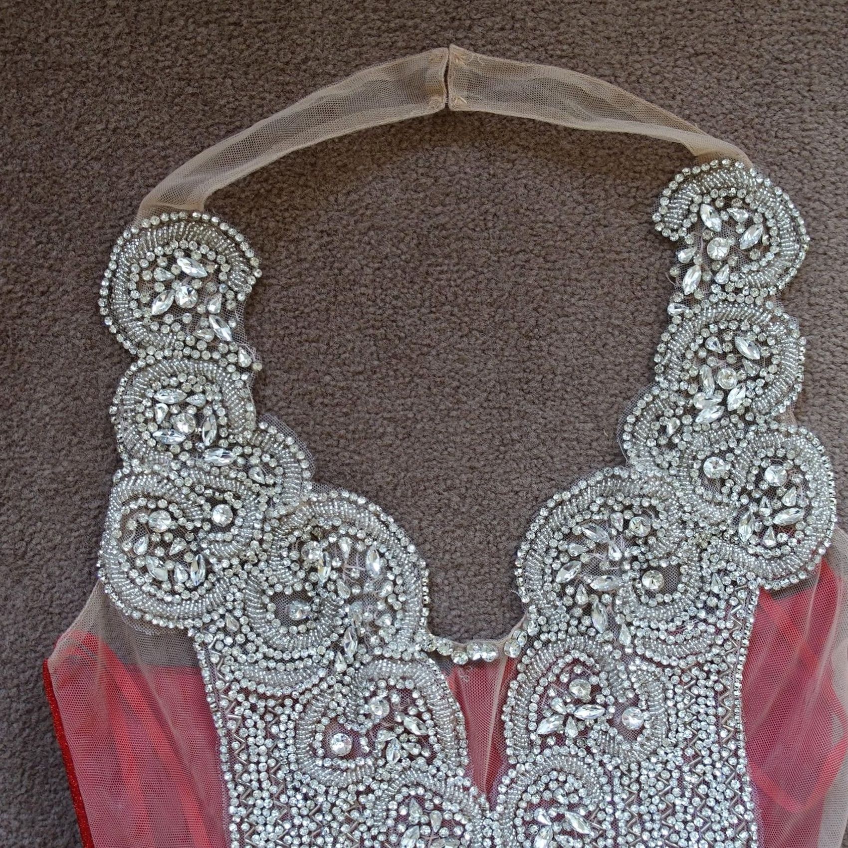 Vintage VINTAGE Babaroni Dress XS Red Prom Halter Mermaid Maxi Gown Rhinestone Formal Evening Women XS Red Mermaid Maxi Beaded Rhinestone Strap Halter Dress Size XS / US 0-2 / IT 36-38 - 3 Thumbnail