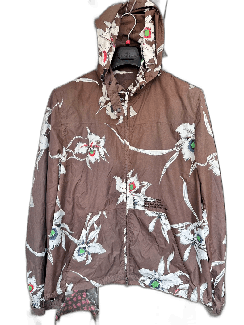 Valentino Valentino Brown Floral Hooded Jacket Size US L / EU 52-54 / 3 - 1 Thumbnail