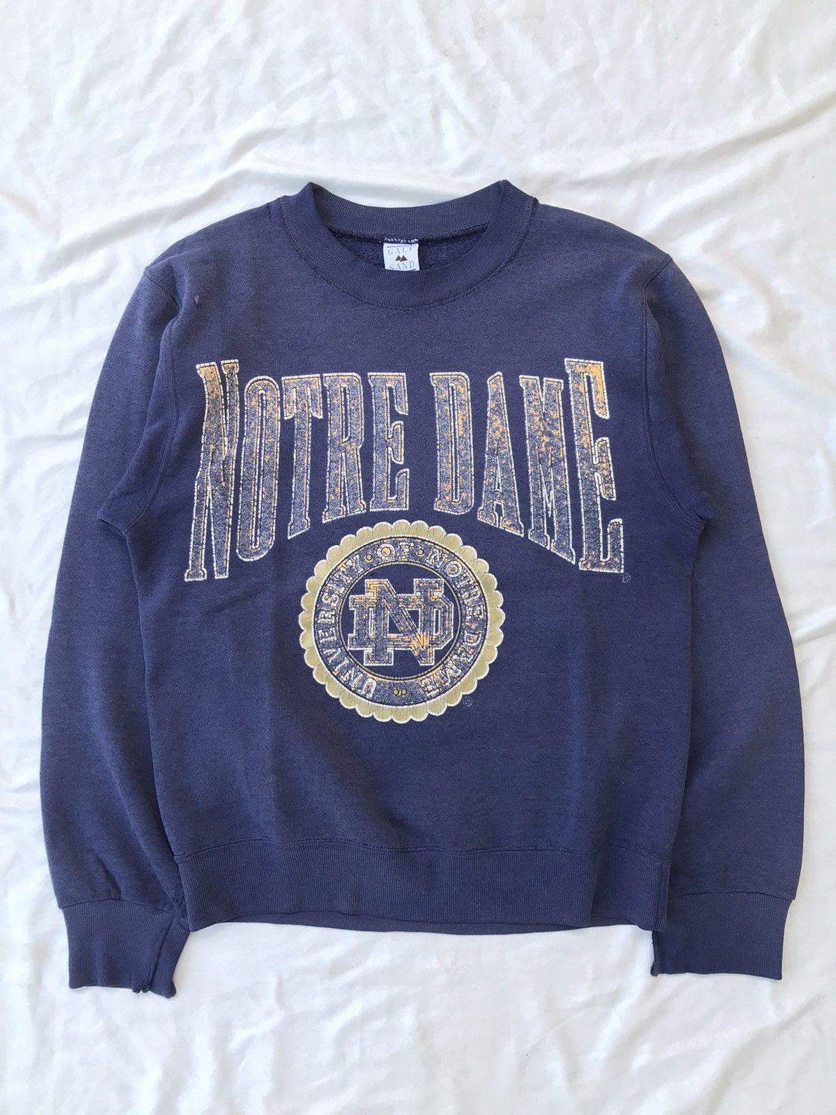 image of Made In USA x Vintage 80's Notre Dame Sweatshirts Sun Faded in Navy, Men's (Size Small)