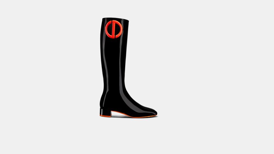 image of Dior O1W1Db10124 Patent Calfskin Idole Boot In Black, Women's