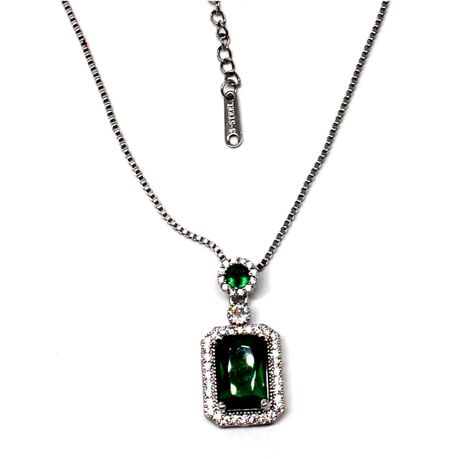 Other Simulated Emerald Necklace Pendant Sparkling Crystal Accents Size ONE SIZE - 4 Thumbnail