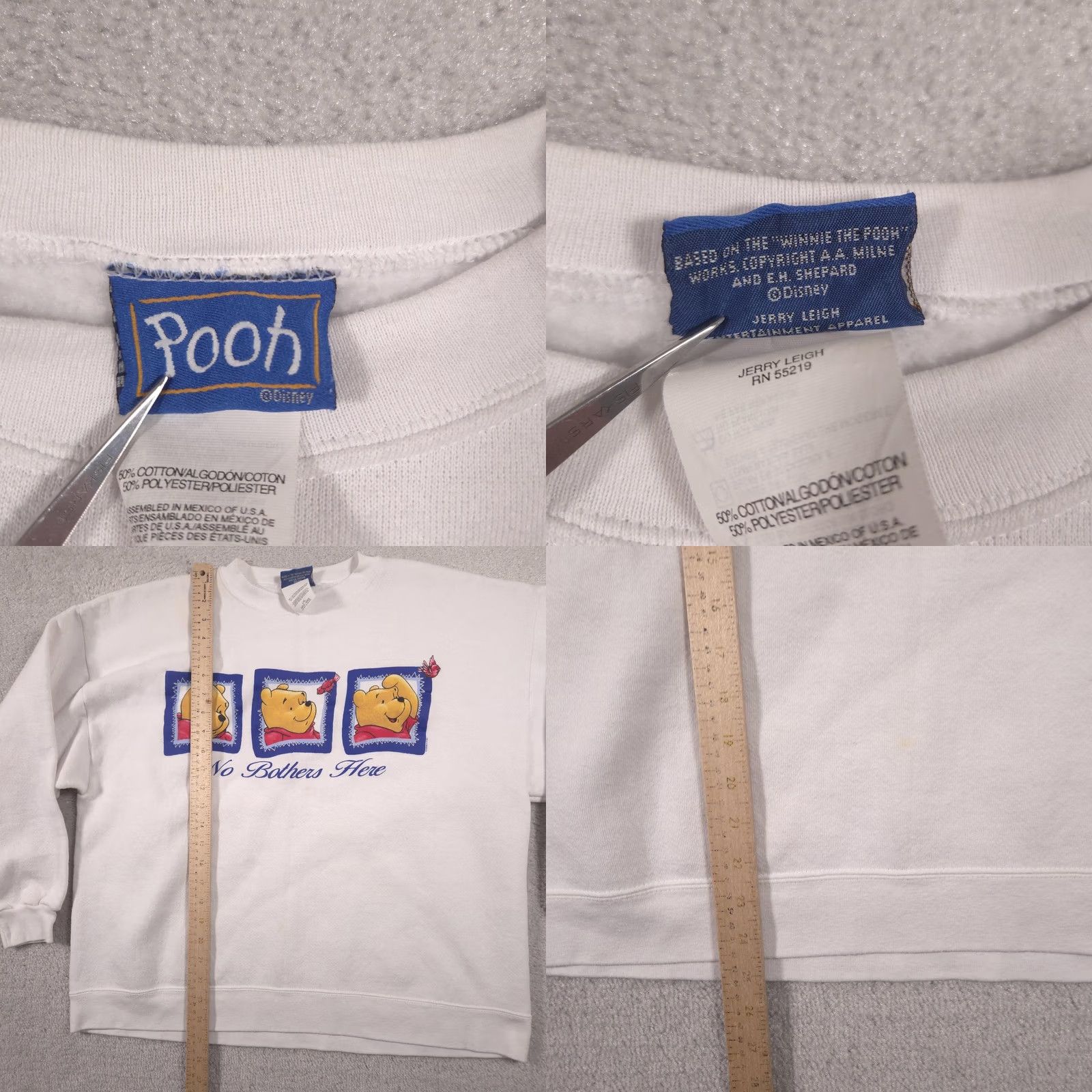 Hereu VINTAGE Pooh Sweatshirt Mens XL White No Bothers Here Pooh Graphic 90s Size US XL / EU 56 / 4 - 9 Thumbnail