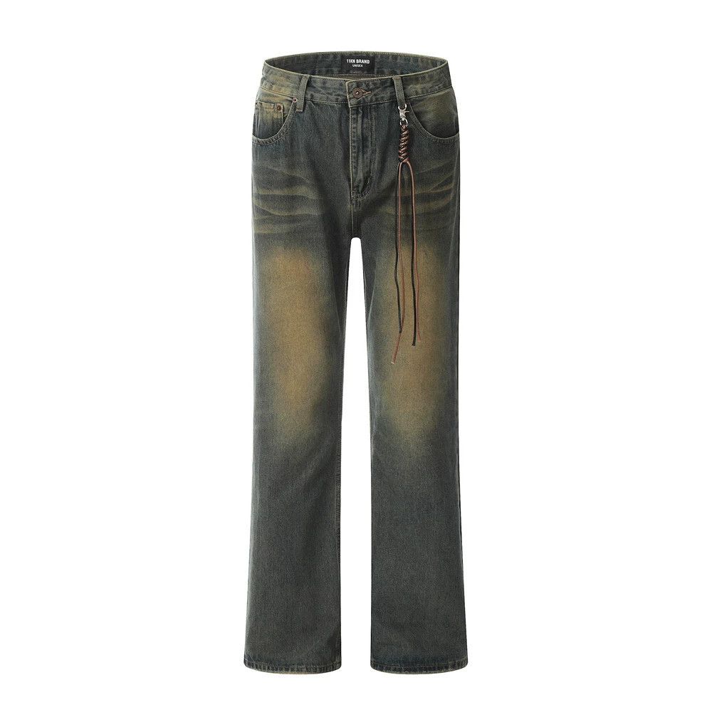 Jean Men's punk distressed loose wide-leg washed jeans Size US 32 / EU 48 - 1 Thumbnail