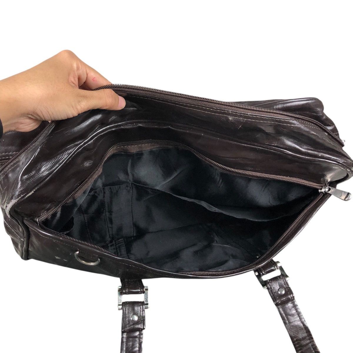 Nike 📌Vintage Soft Leather Hand Carry Luggage Nike Big Swoosh Size ONE SIZE - 13 Thumbnail