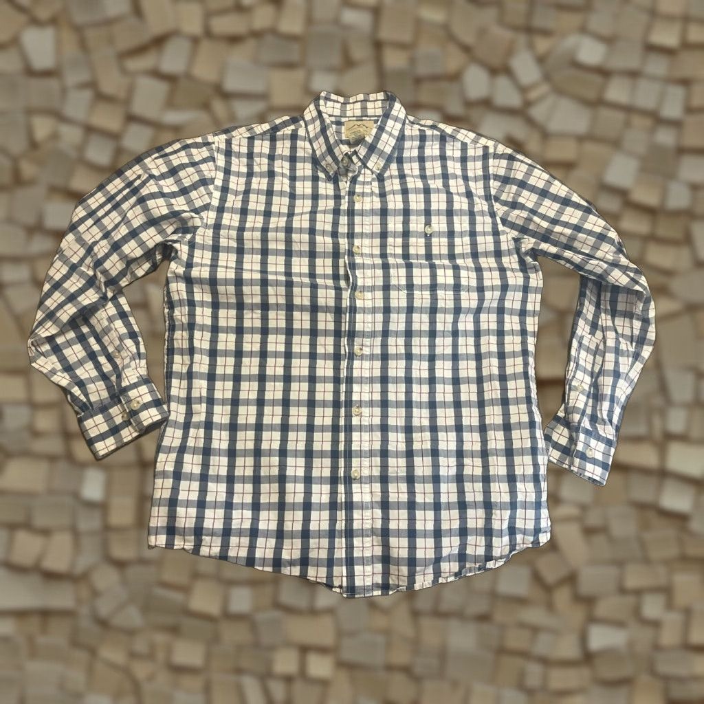The Mountain Blue Mountain Shirt Mens Medium Plaid Button-Down Long Sleeve Red White Blue Size US M / EU 48-50 / 2 - 1 Thumbnail