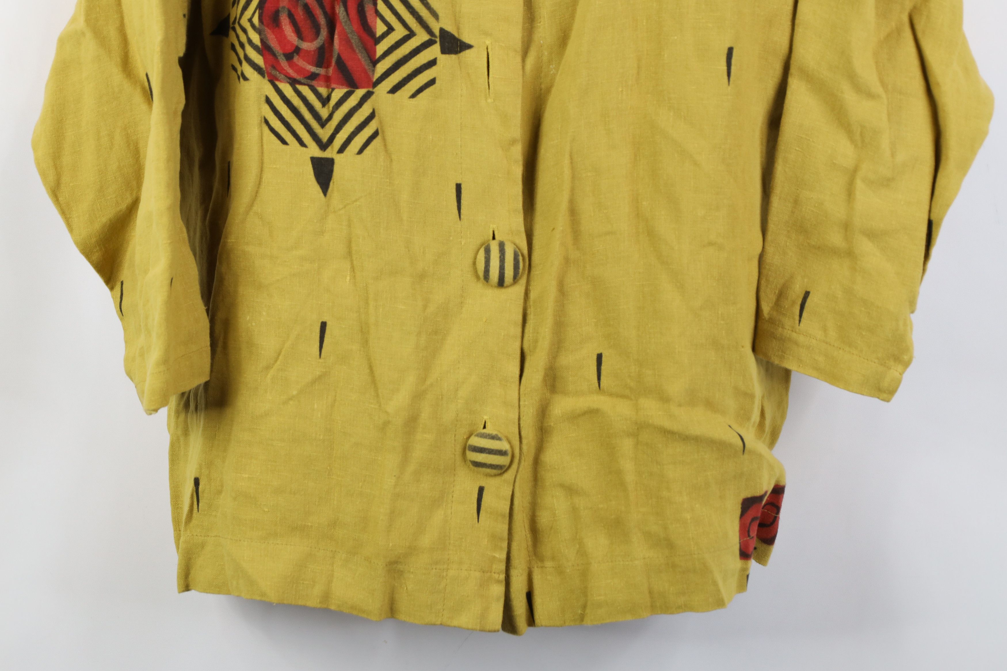 Vintage Vintage 90s Beth Nash Lagenlook Linen Abstract Art Jacket Size L / US 10 / IT 46 - 3 Thumbnail