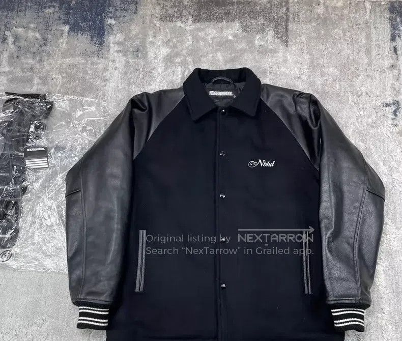 Neighborhood Neighborhood Leather and Wool Patchwork Baseball Jacket Size US L / EU 52-54 / 3 - 1 Thumbnail
