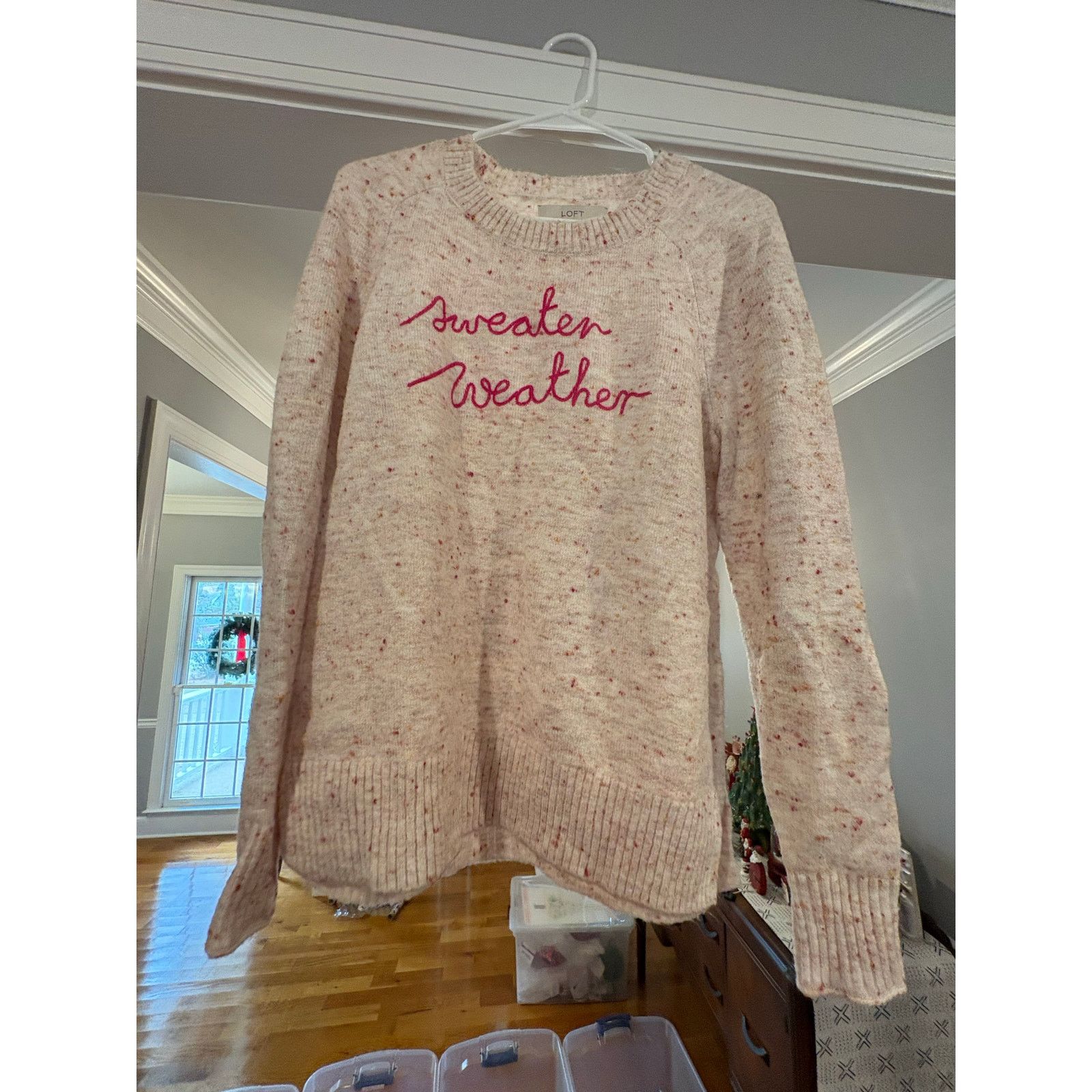 Loft LOFT Women’s XS Sweater Weather Cream Speckled Knit Pullover Size XS / US 0-2 / IT 36-38 - 2 Thumbnail