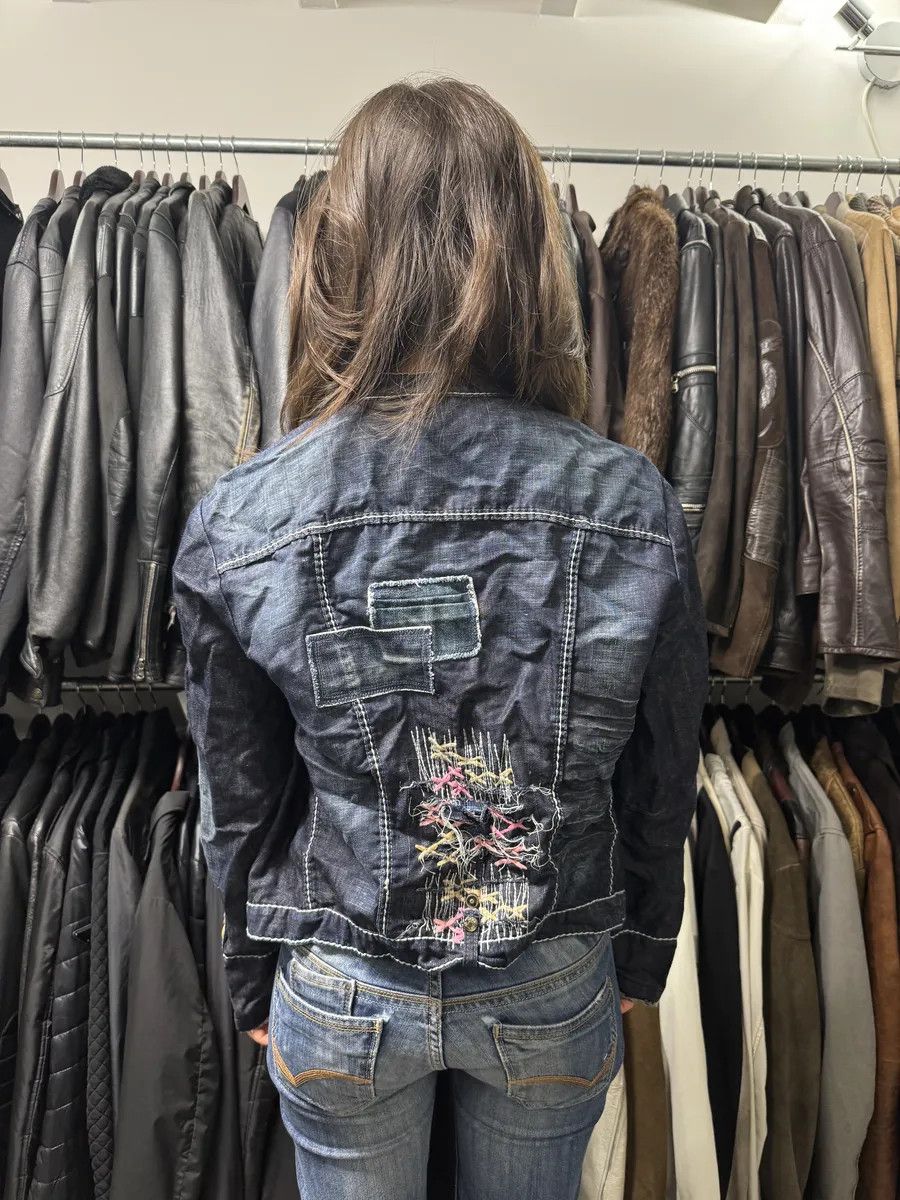 Marithe + Francois Girbaud 2000s Marithé + François Girbaud Navy Denim Distressed Jacket Size M / US 6-8 / IT 42-44 - 4 Thumbnail
