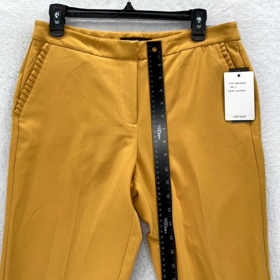 Vintage Zac & Rachel Bond 18 Women's 6 Yellow Stretch Tapered Leg Pants Mid Rise Casual Chino Flat Front Slim Inseam 28" Polyester Spandex Size 24" / US 00 / IT 34 - 7 Thumbnail