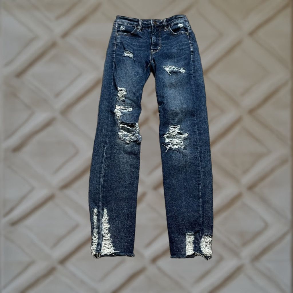 American Eagle Outfitters American Eagle Jeans Womens 00 Short Blue Jegging Distressed Next Level Stretch Size 40" / US 18 - 1 Thumbnail