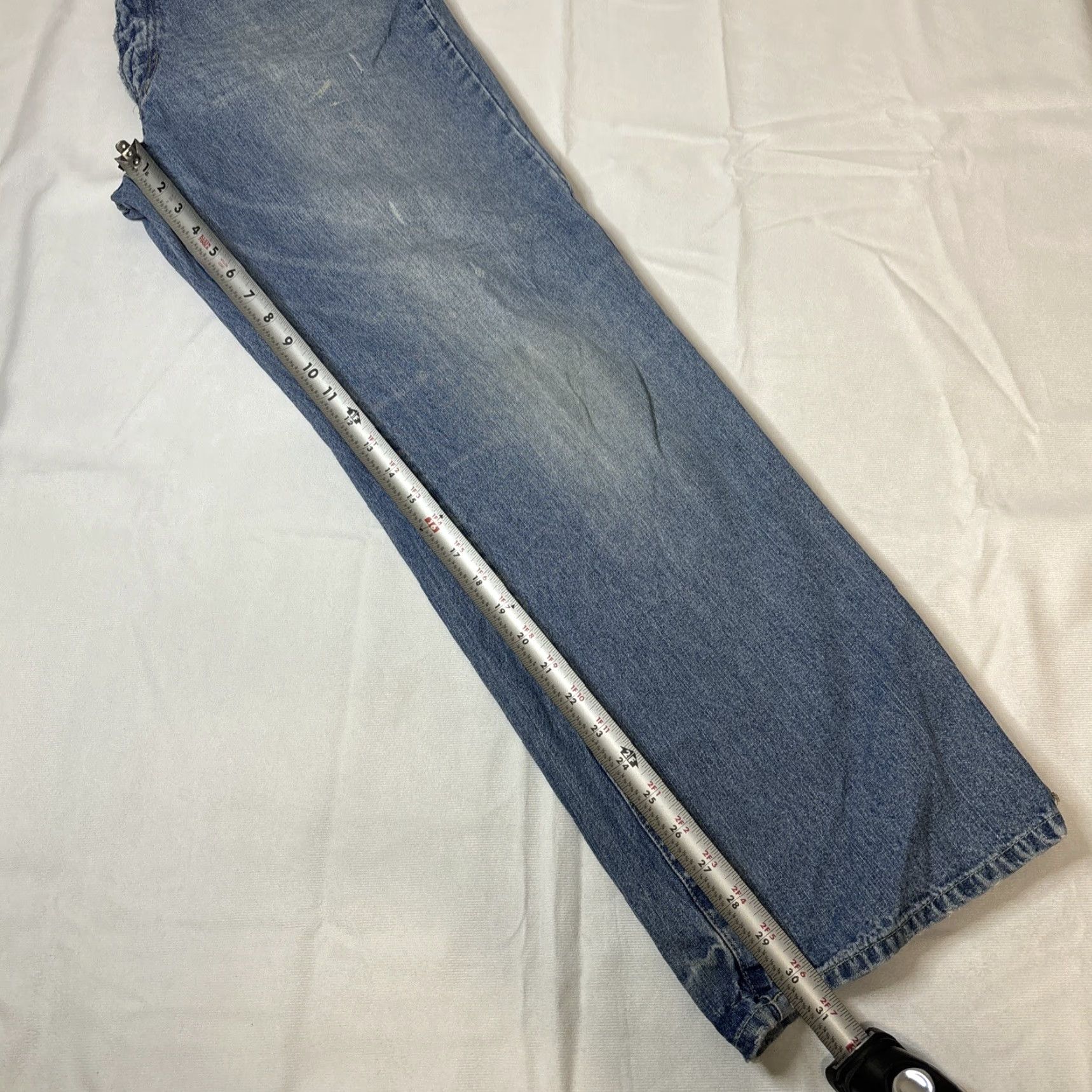 Abercrombie & Fitch Abercrombie & Fitch Men Jeans 31x32 Blue Denim Distressed Boot Cut Stretch Y2K Regular Inseam 32 Size US 31 - 6 Thumbnail