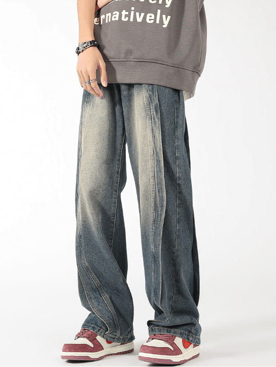 Japanese Brand American washed distressed patchwork scimitar loose jeans Size US 32 / EU 48 - 3 Thumbnail
