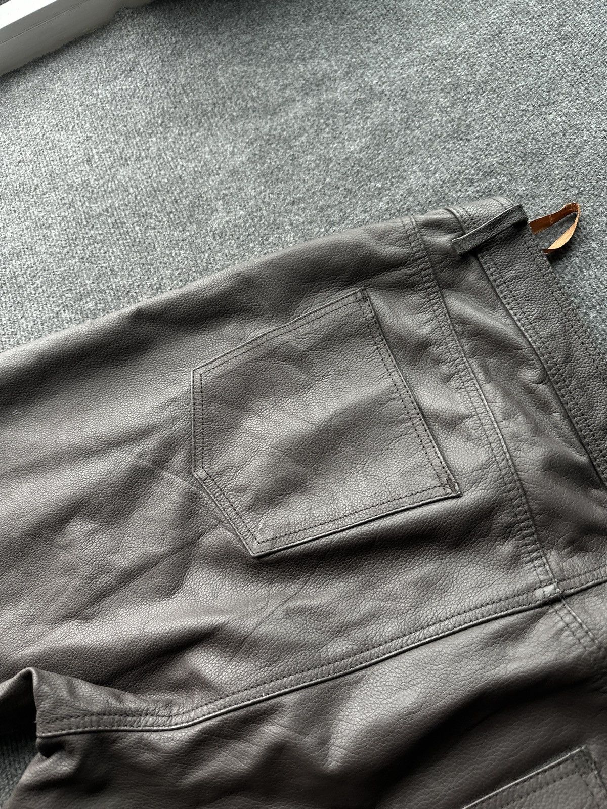 Other 🚨GRAIL MEN LEATHER PANTS Y2K WESTERN MOTORCYCLE Size US 41 - 20 Thumbnail